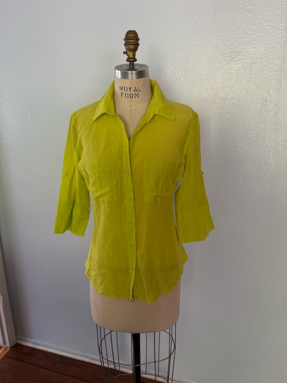 Ann Taylor Bright Lime Button-Front Shirt